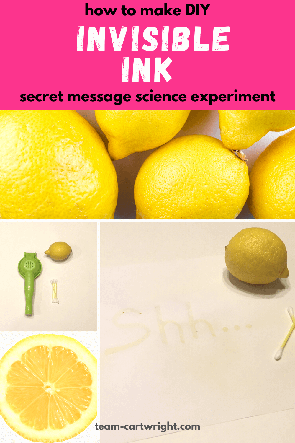 Picture of the Invisible Ink Experiment with lemon juice 