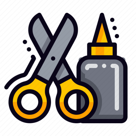 An icon depicting scissors and glue.