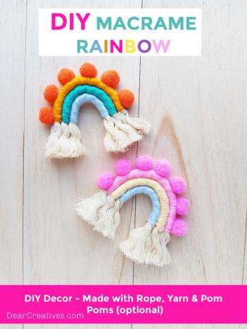 Picture of two macrame rainbow crafts