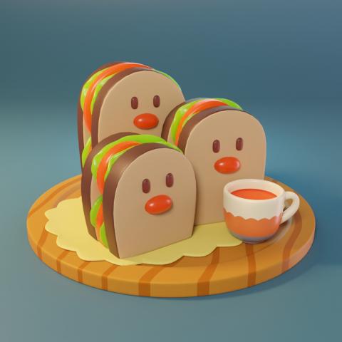 Sandwiches arranged to appear as the Pokémon Diglett.