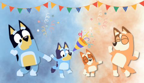 bluey characters partying