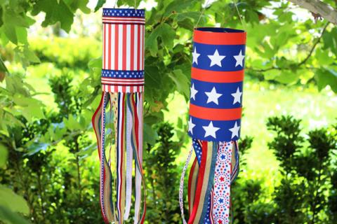 Image depicting patriotic wind socks.
