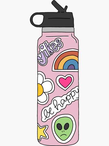 water bottle drawing with stickers