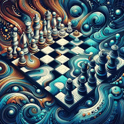An image depicting chess with an abstract theme.