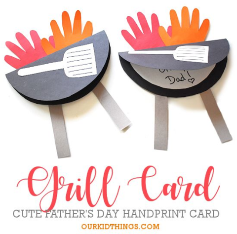 Father's Day Card, Grill with Handprint Flames