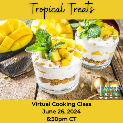 Summer parfaits with mango and whipped cream