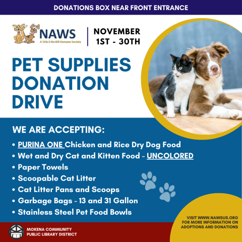 Pet Supplies Donation Drive November 1st-30th