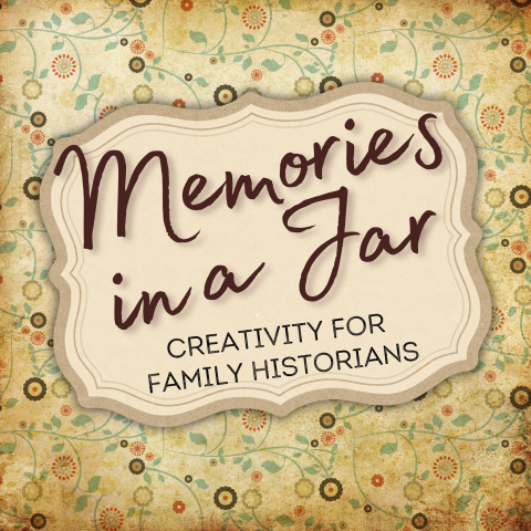 Memories in a Jar lettering with a vintage, floral background