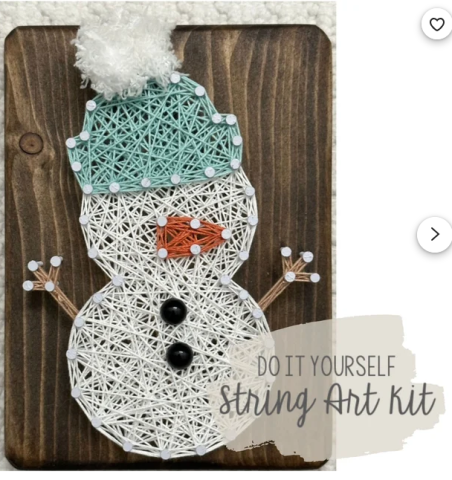 White snowman string art