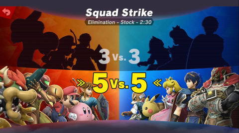 An image of the menu for SSBU Squad Strike.