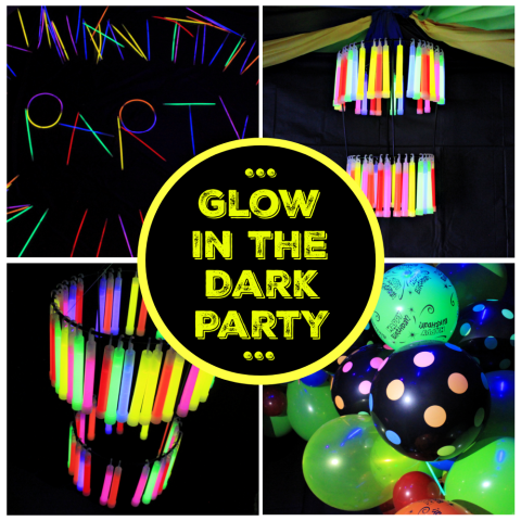 Picture of Glow in the Dark Party fun with glow sticks and balloons