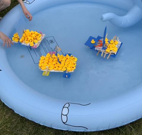 Picture of rubber ducks on DIY rafts