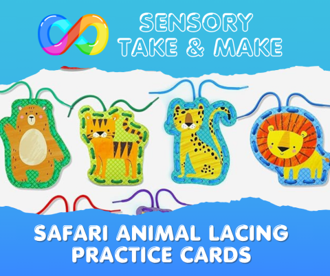 Sensory Take & Make Safari Animal Lacing Practice Cards