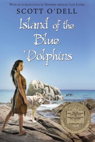 The cover for the book The Island of Blue Dolphins.