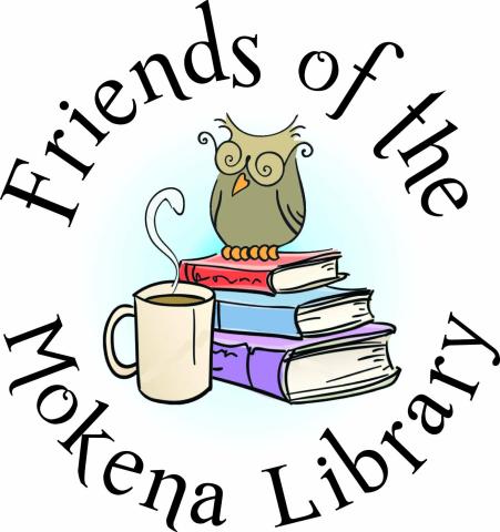 Owl sitting on top of colorful books with a coffee mug