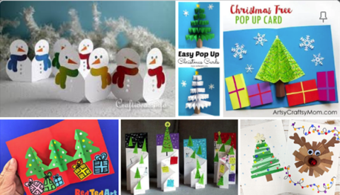 Collage of holiday and winter card crafts