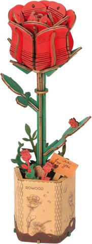 A picture of a wooden 3D rose.