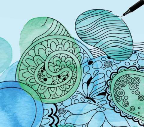 A picture of pre-colored zentangle art.