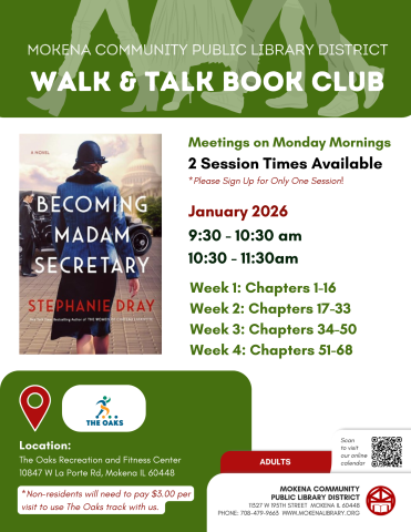 Walk and Talk Book Club. Becoming Madam Secretary Week 1: Chapters 1-16 Week 2: Chapters 17-33 Week 3: Chapters 34-50 Week 4: Chapters 51-68
