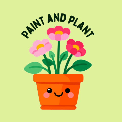 Picture of a smiling flower pot with pink flowers