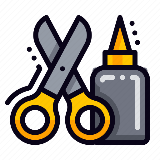 An icon depicting scissors and glue.