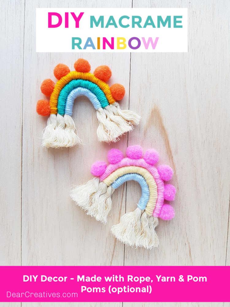 Picture of two macrame rainbow crafts