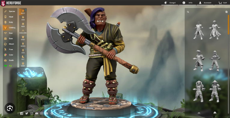 An image depicting the use of the online store called Hero Forge.