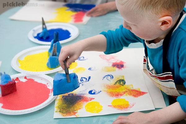 child sponge painting