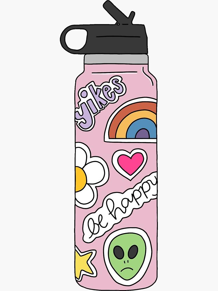water bottle drawing with stickers