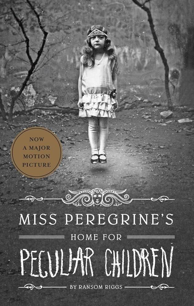 A picture of the cover of the novel Miss Peregrine's Home For Peculiar Children.