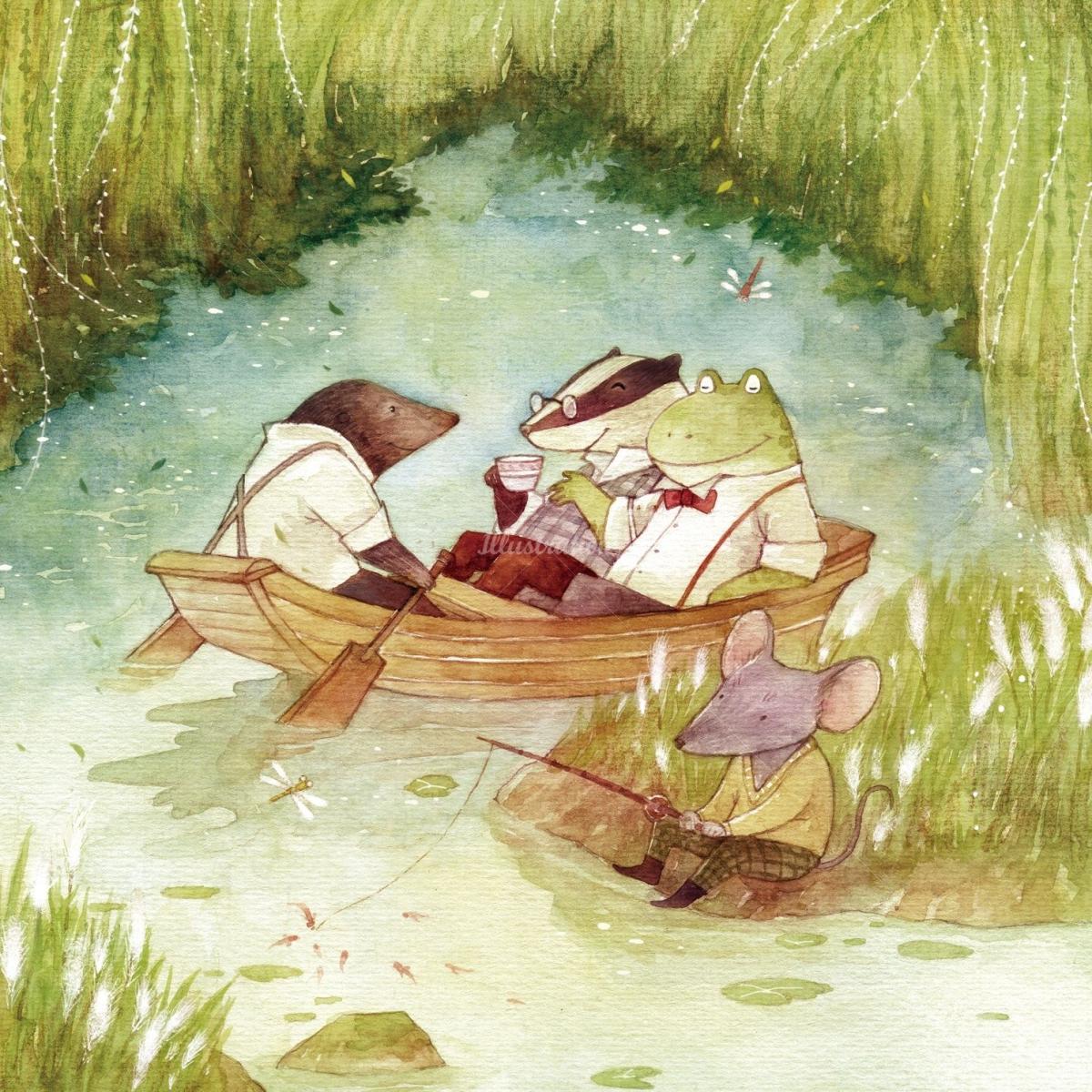 An image depicting a scene in the novel The Wind in the Willows.