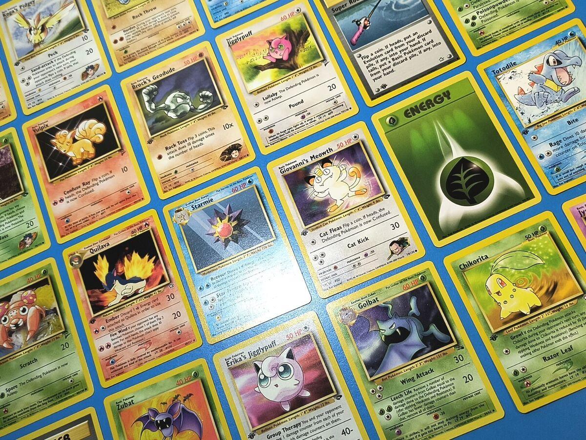 A picture of a lot of Pokemon cards.