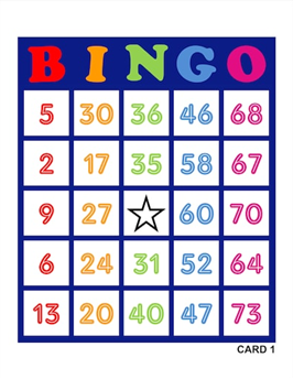 Picture of a colorful BINGO sheet with a star on the free space