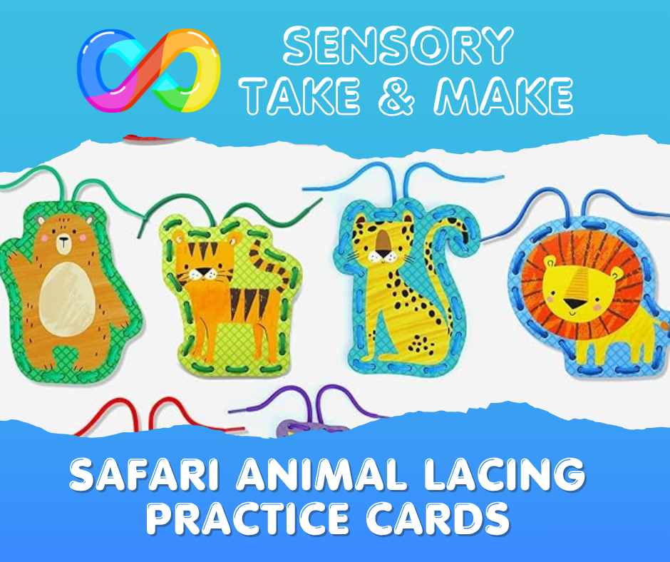 Sensory Take & Make Safari Animal Lacing Practice Cards