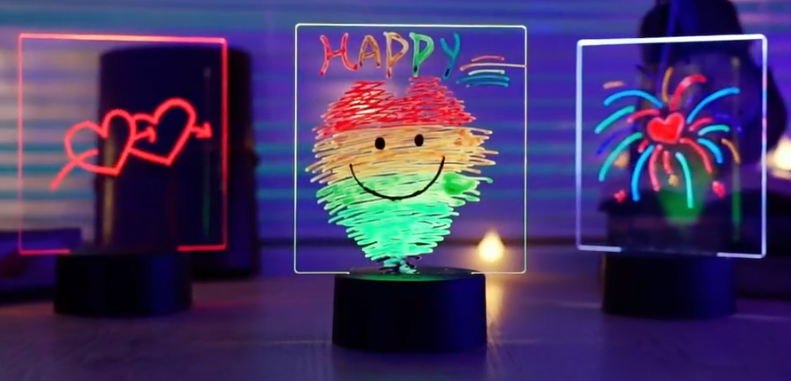 A picture of 3 acrylic lamps.