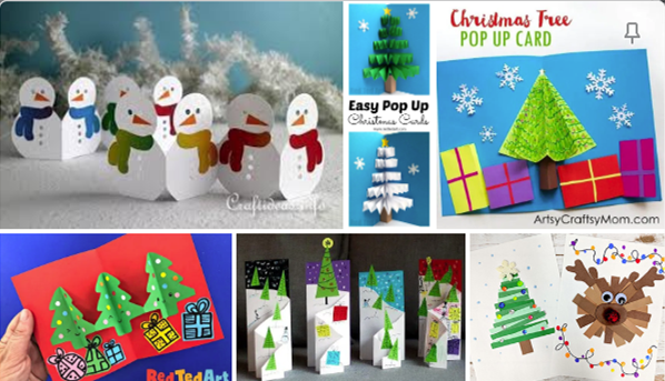 Collage of holiday and winter card crafts